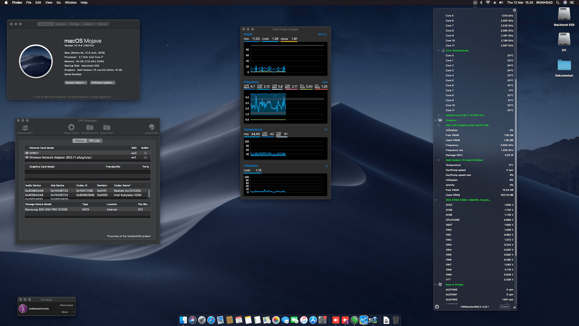 Success Hackintosh macOS Mojave 10.14.6 Build 18G103 in Asus ROG STRIX Z390-I Gaming + Intel Core i7 8700K + AMD Radeon VII
